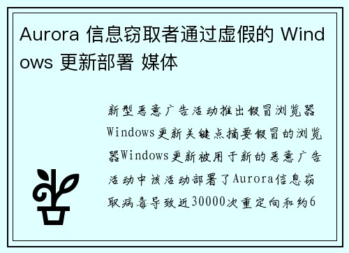 Aurora 信息窃取者通过虚假的 Windows 更新部署 媒体